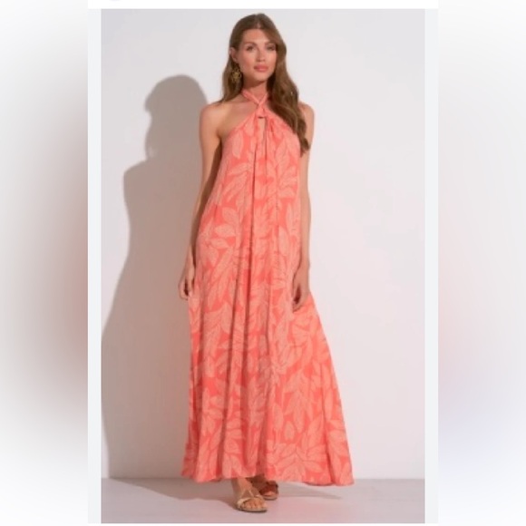 Elan Coral Halter maxi dress NWT - Picture 6 of 10